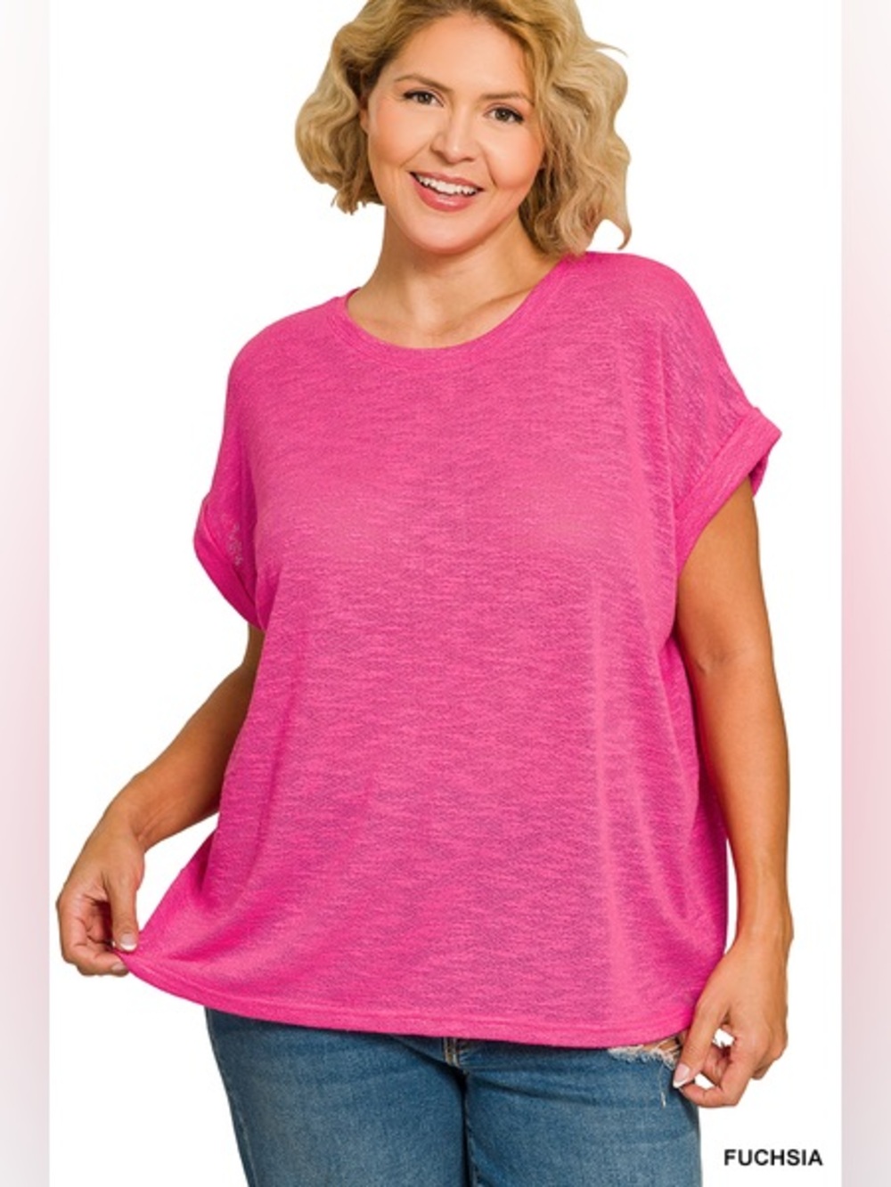 Zenana HACCI SLUB ROLLED UP SLEEVE TEE